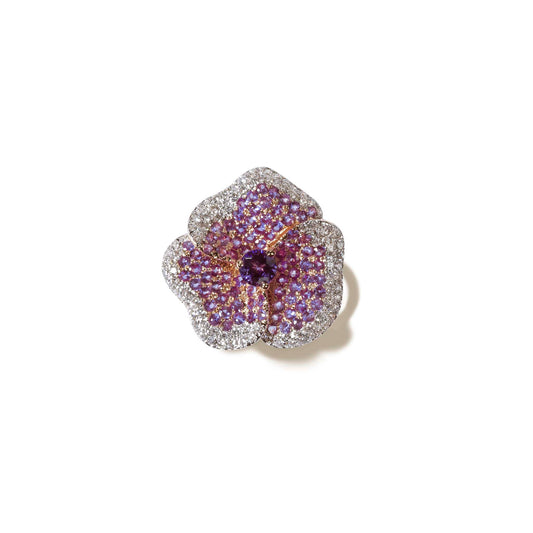 Bloom Medium Flower Amethyst Ring in Rose Gold