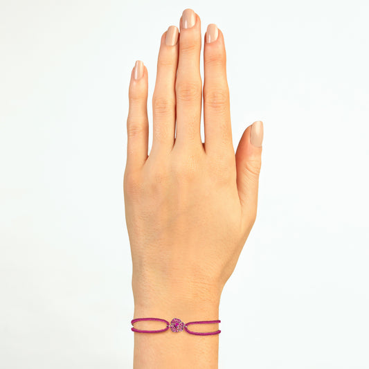 Bloom Petit Flower Dark Pink Sapphires String Bracelet in Rose Gold