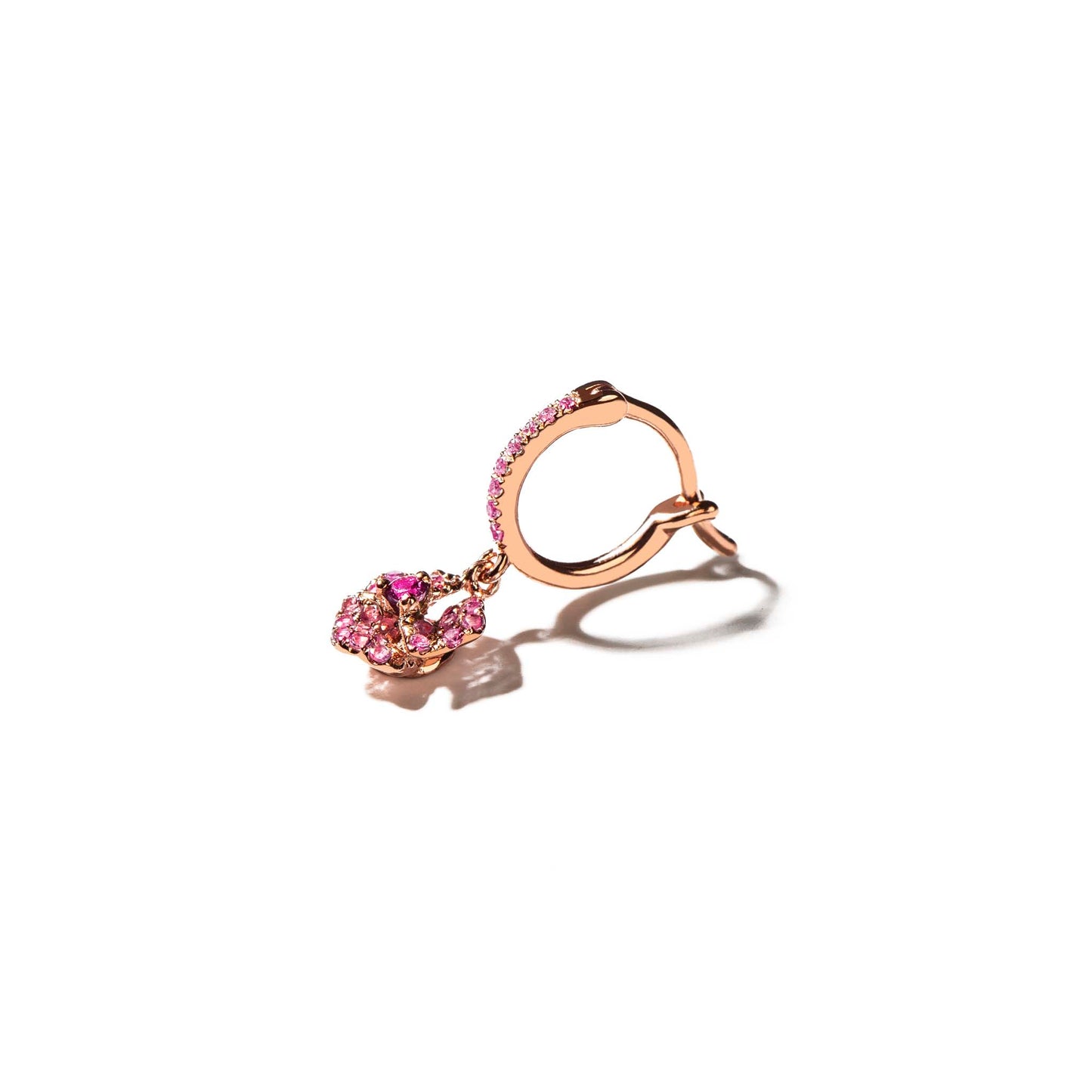 Bloom Petit Flower Light Pink Sapphires Hoop Earrings in Rose Gold