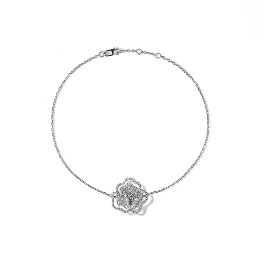 Bloom Mini Flower Halo White Diamond Bracelet
