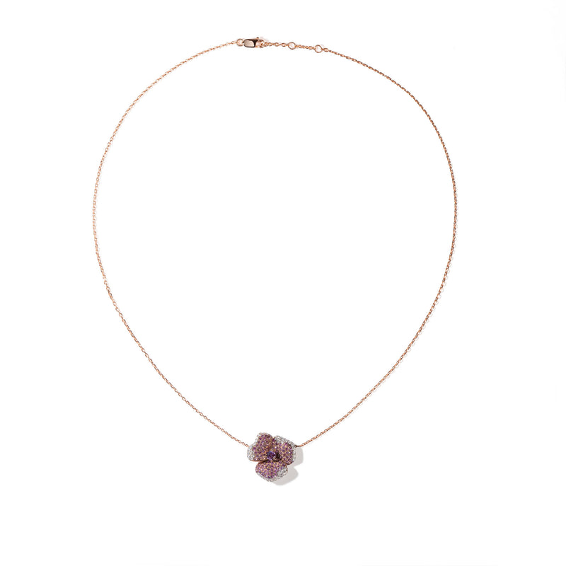 Bloom Small Flower Amethyst Necklace in Rose Gold