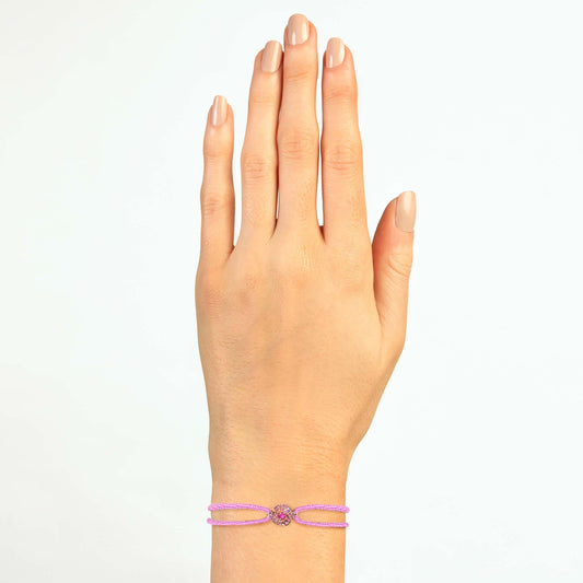 Bloom Petit Flower Light Pink Sapphires String Bracelet in Rose Gold