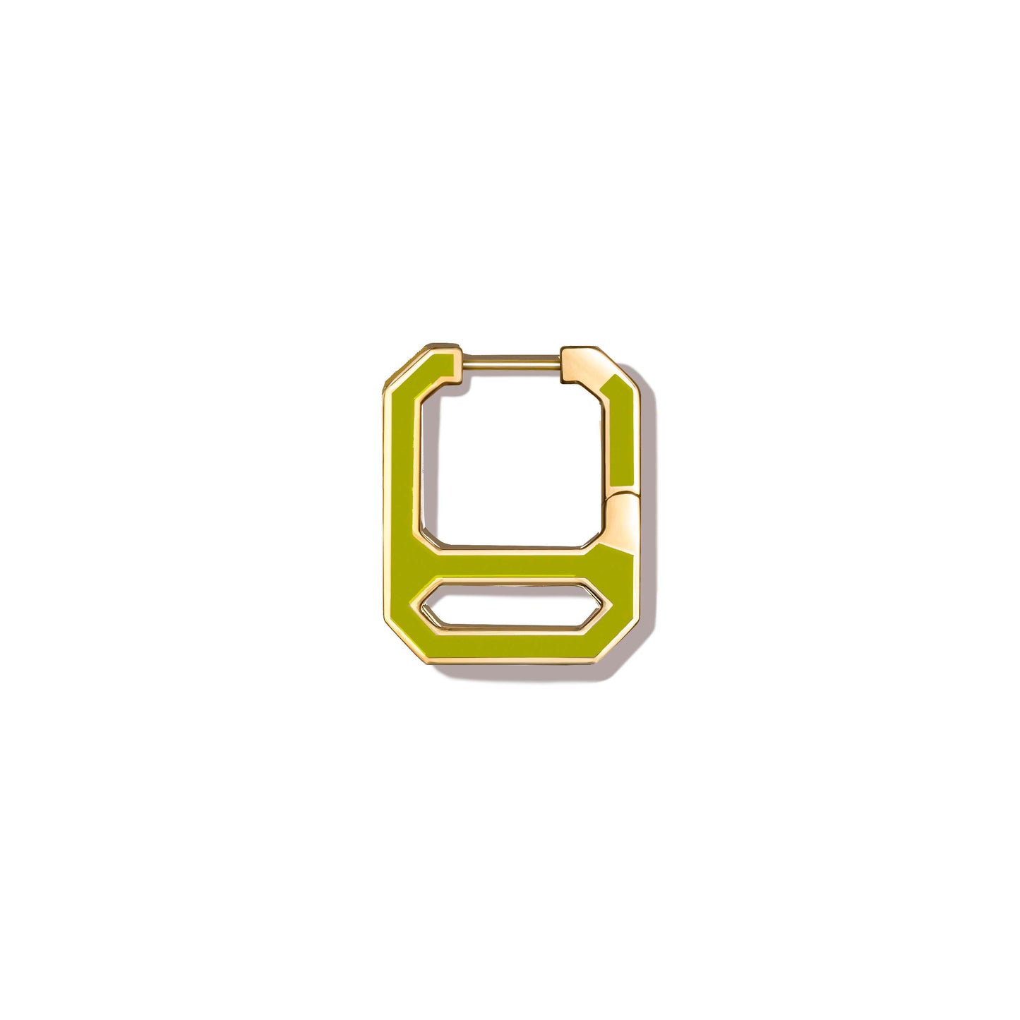 DNA Apple Green Enamel Single Earring in Yellow Gold