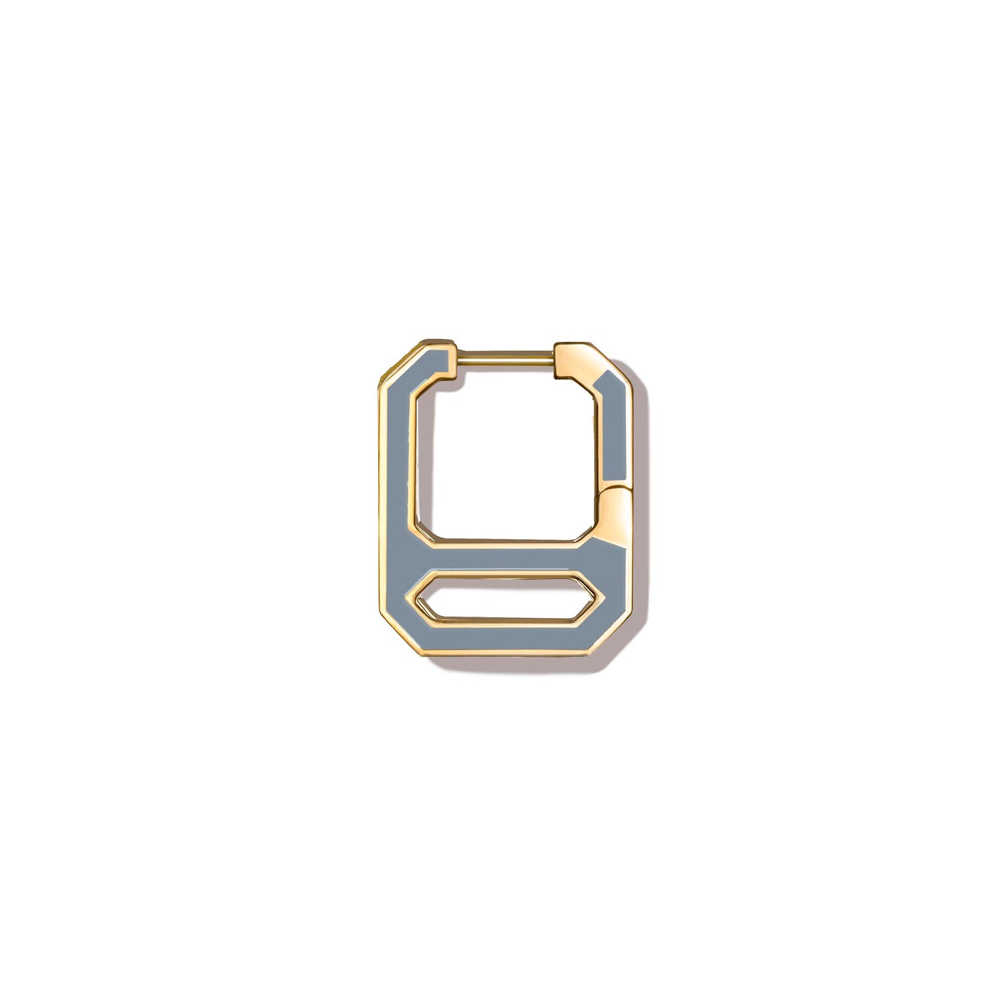 DNA Stone Blue Enamel Single Earring in Yellow Gold
