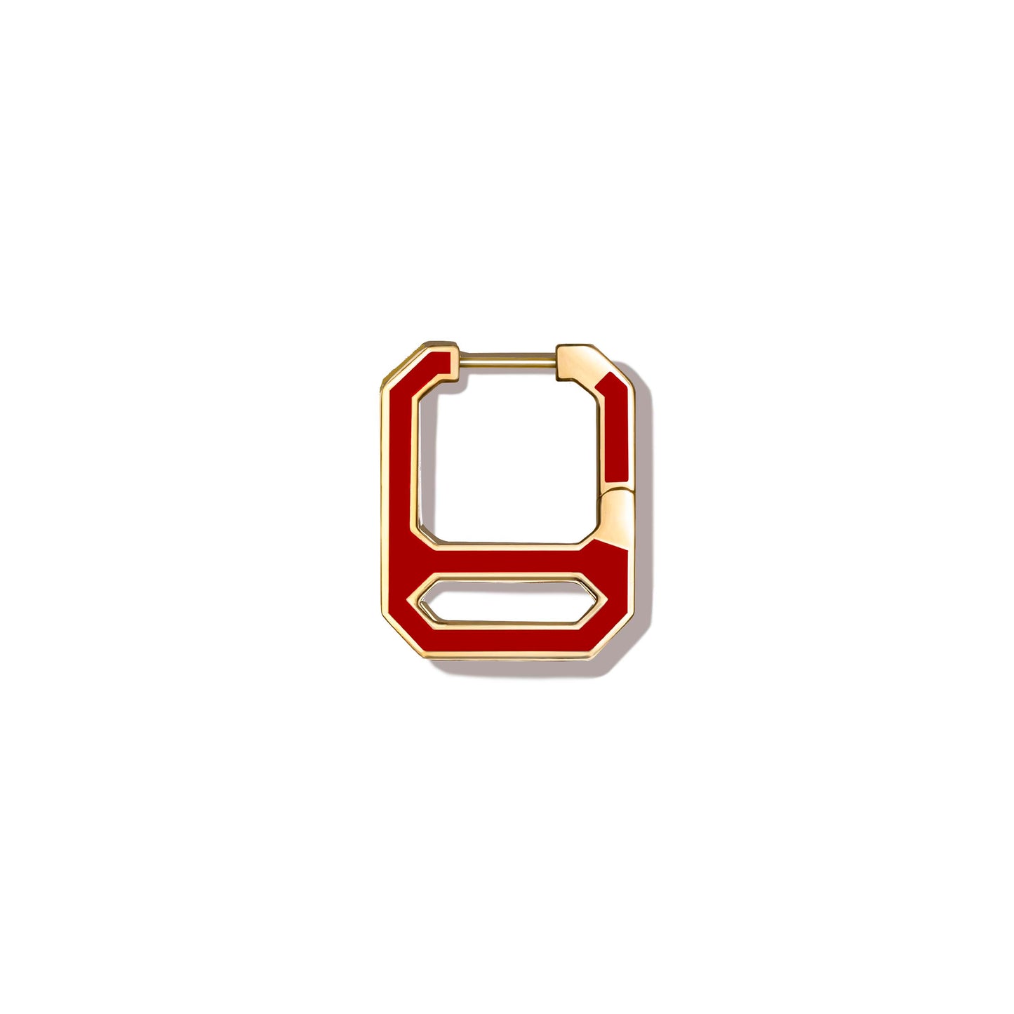 DNA Tango Red Enamel Single Earring in Yellow Gold