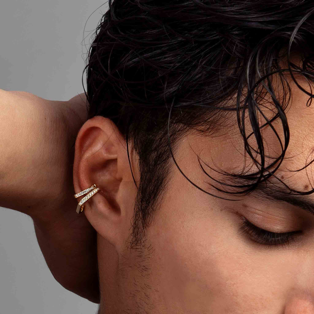 DNA Diamond Huggie Ear Cuff For Men