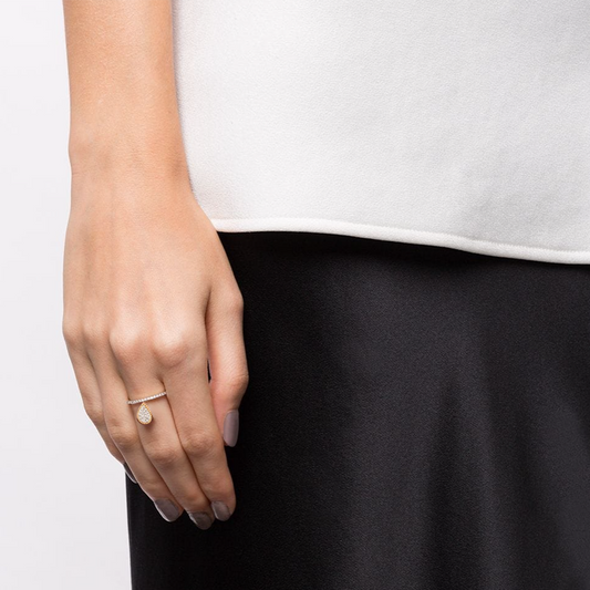 Pear Beading Pave Ring