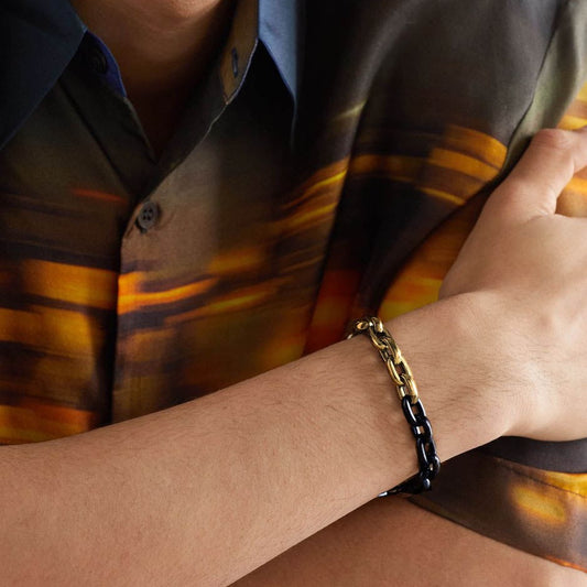 18K Black and Yellow Gold Bold Links Chain Bracelet