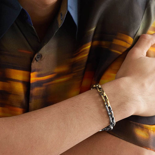 18K White and Yellow Gold Bold Links Chain Bracelet