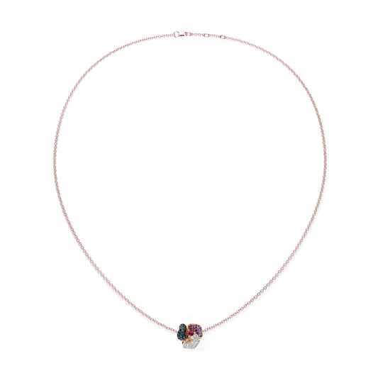 Bloom Mini Pink Gold necklace in purple, Blue and White