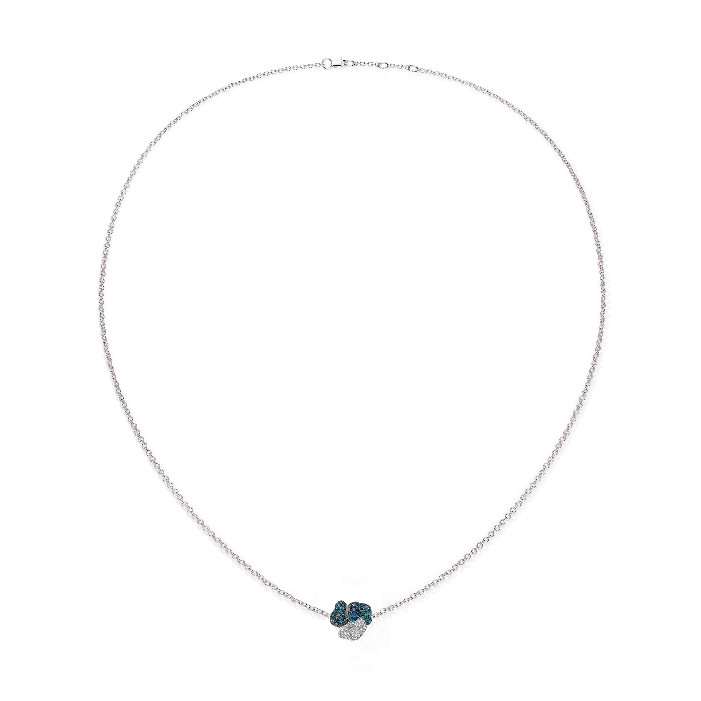 Bloom Mini White Gold necklace in Blue and White