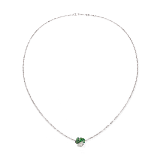 Bloom Mini White Gold necklace In Dark Green & Light Green