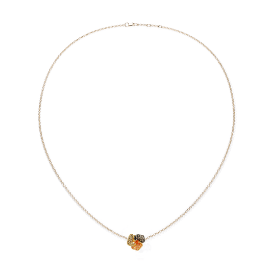 Bloom MINI Yellow Gold necklace In Brown & Orange