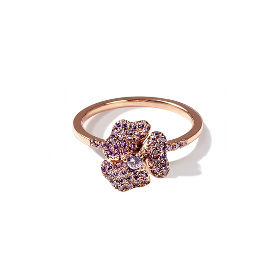 Bloom Mini Flower  Pink Gold Amethyst Ring