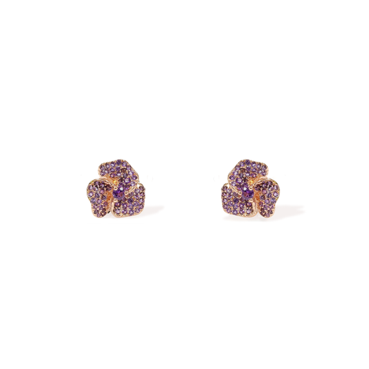Bloom Mini Pink Gold earrings in Amethyst & Amethyst Cushion