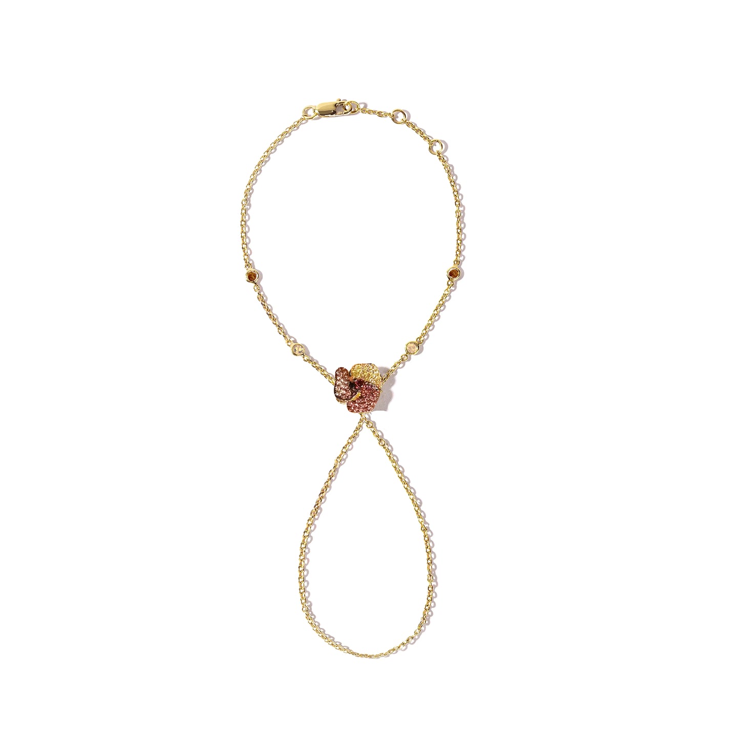 Bloom Mini Yellow Gold Hand Bracelet in Orange, Yellow and Red