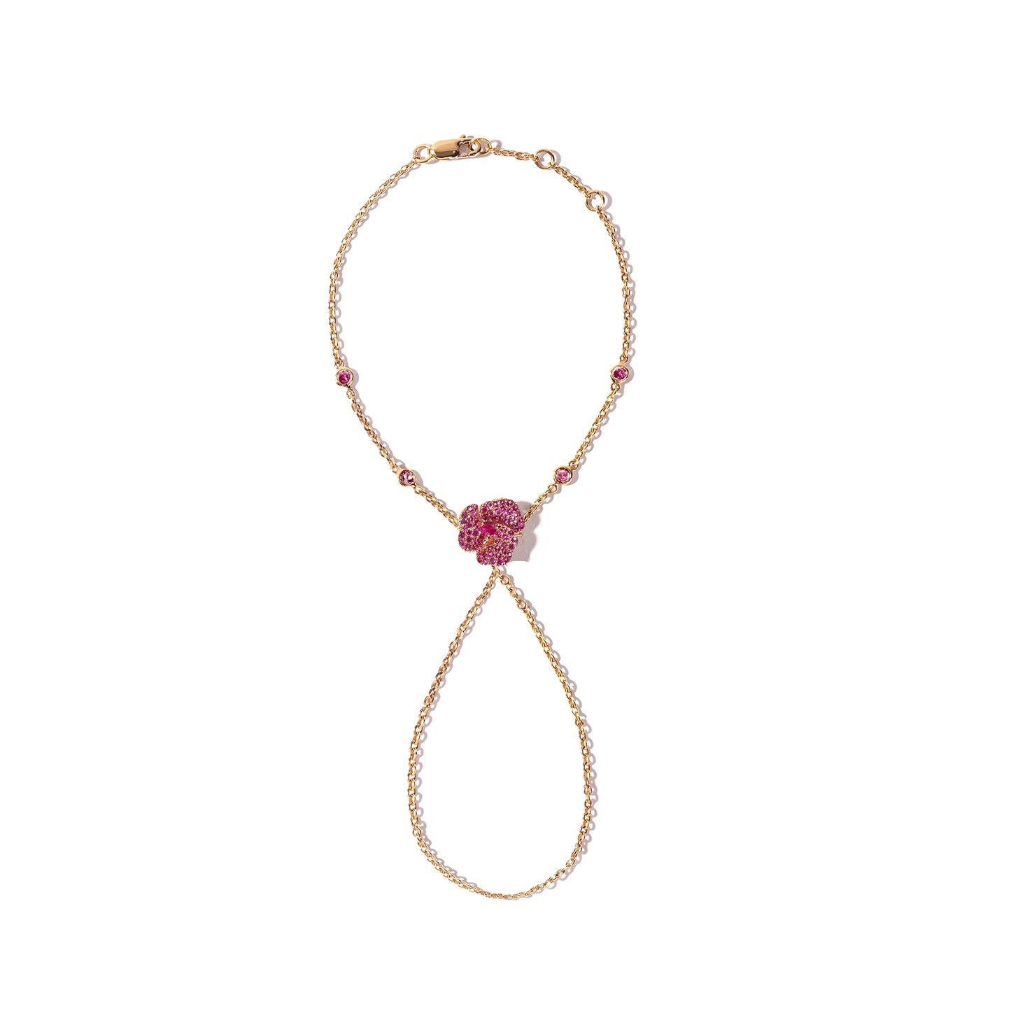Bloom Mini Pink Gold Hand Bracelet in Dark Pink