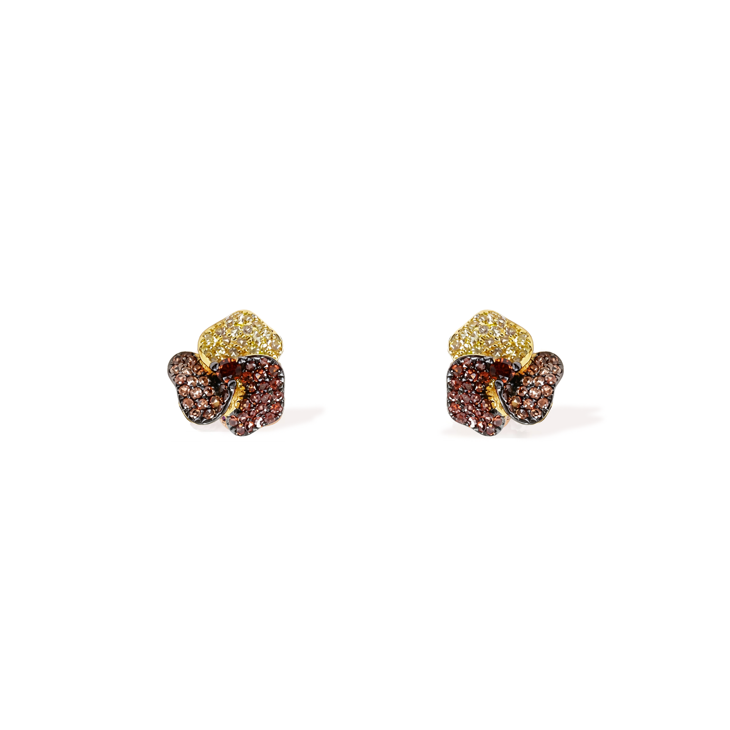 Bloom Mini Yellow Gold earrings In Yellow, Orange  And Red