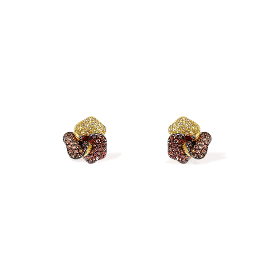 Bloom Mini Yellow Gold earrings In Yellow, Orange  And Red