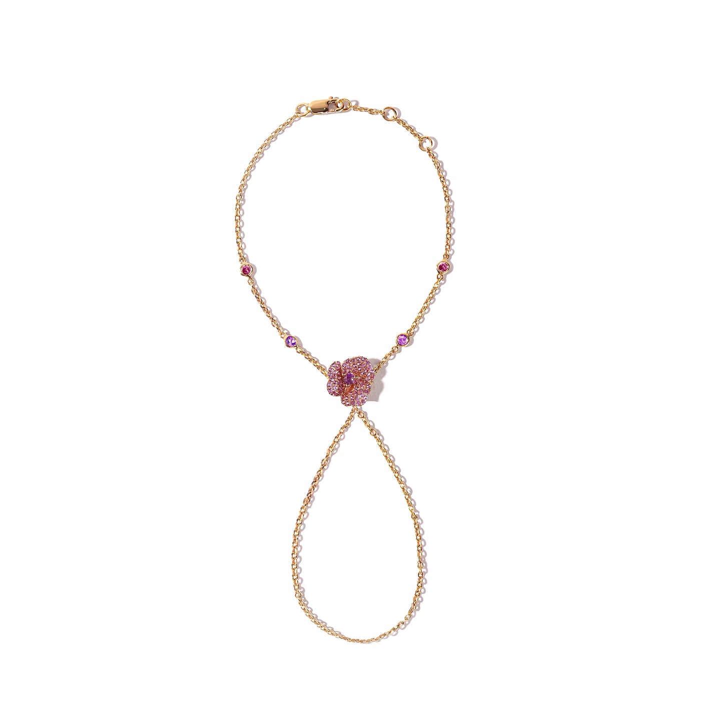 Bloom Mini Pink Gold Hand Bracelet in Amethyst