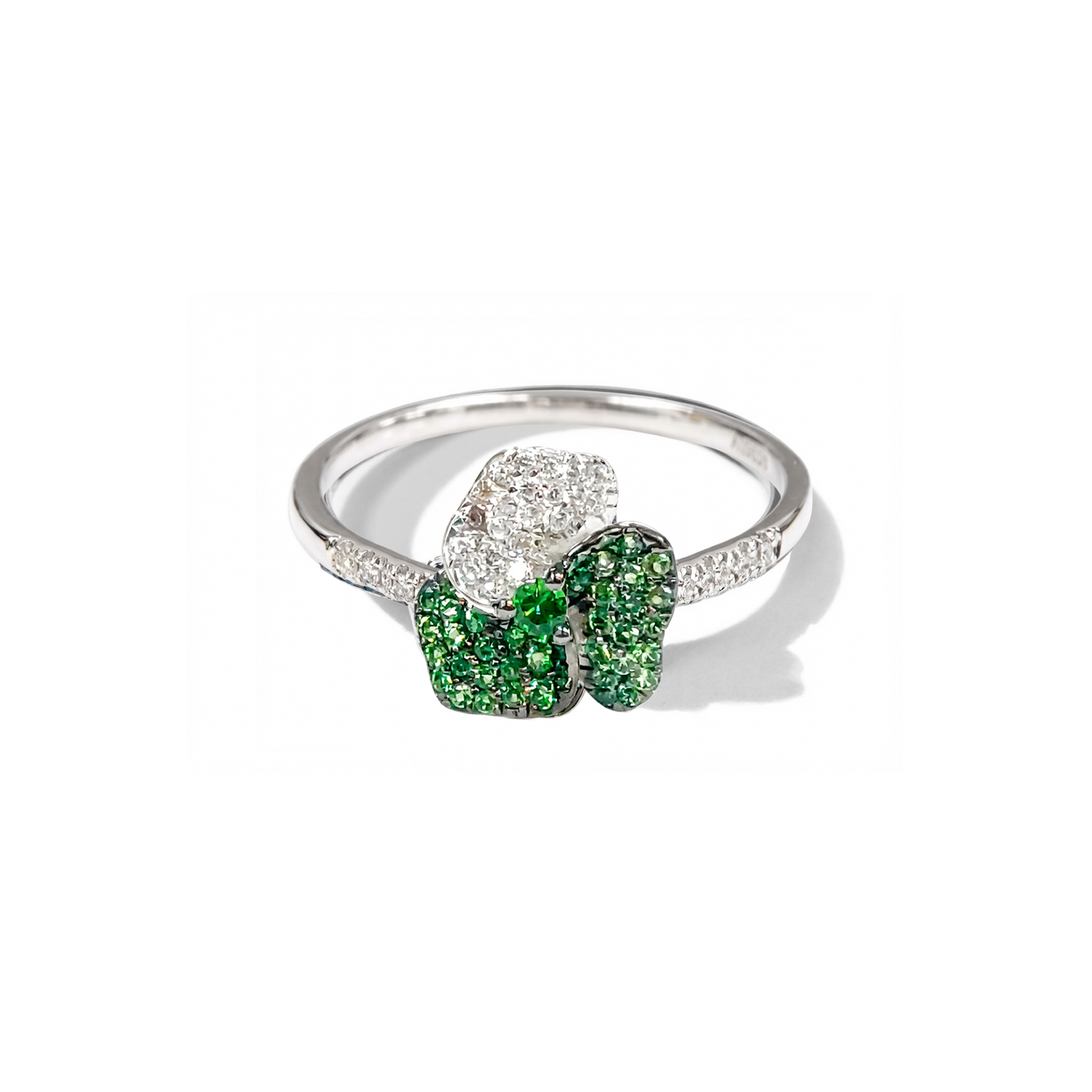 Bloom Mini White Gold ring In Dark Green &Light Green