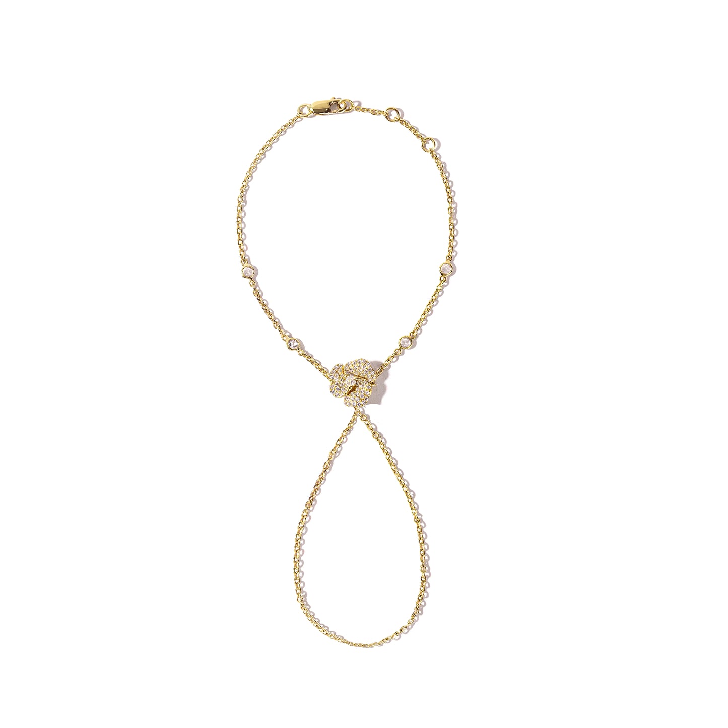 Bloom Mini  Yellow Gold Hand Bracelet in White