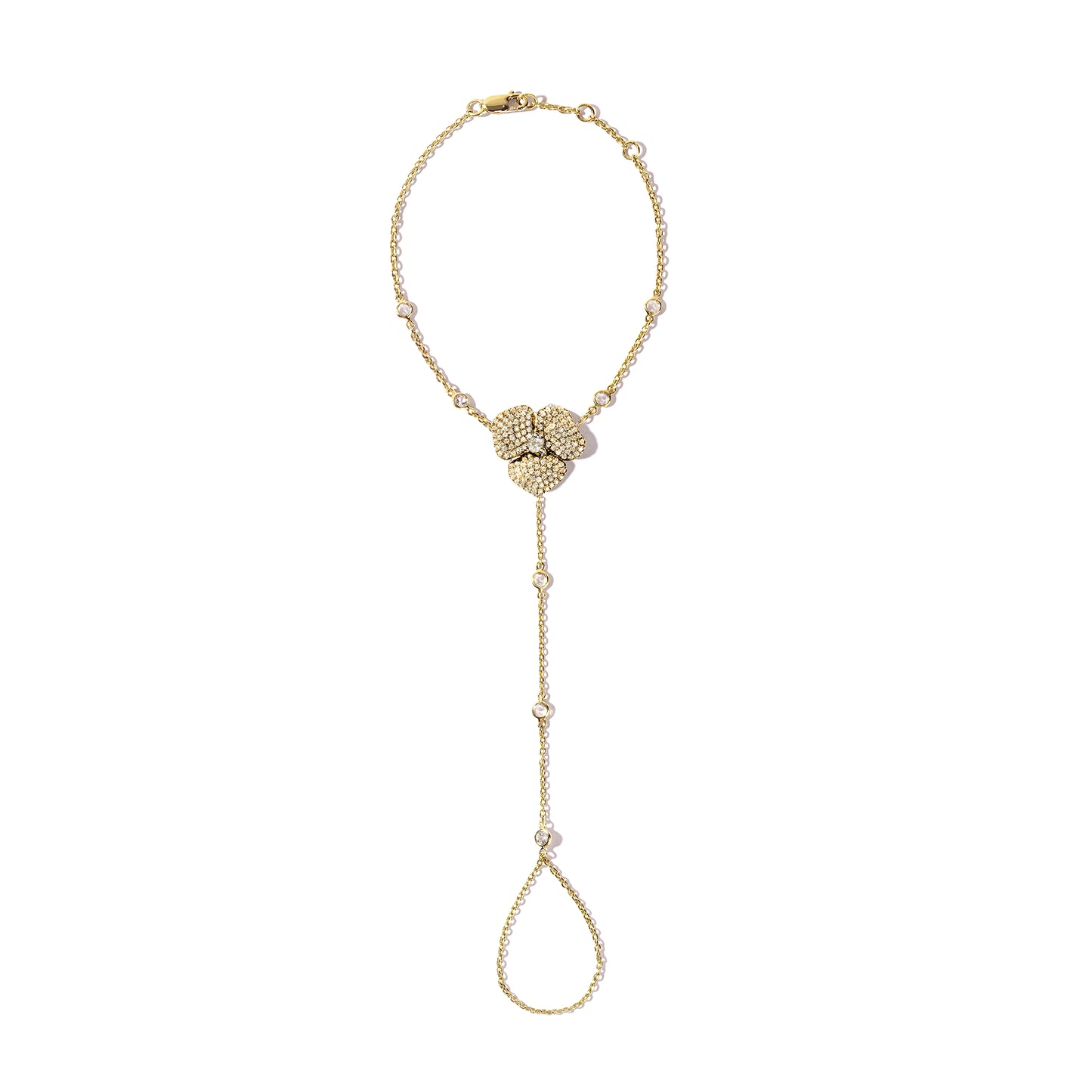 Bloom Small PInk Gold Hand Bracelet in White