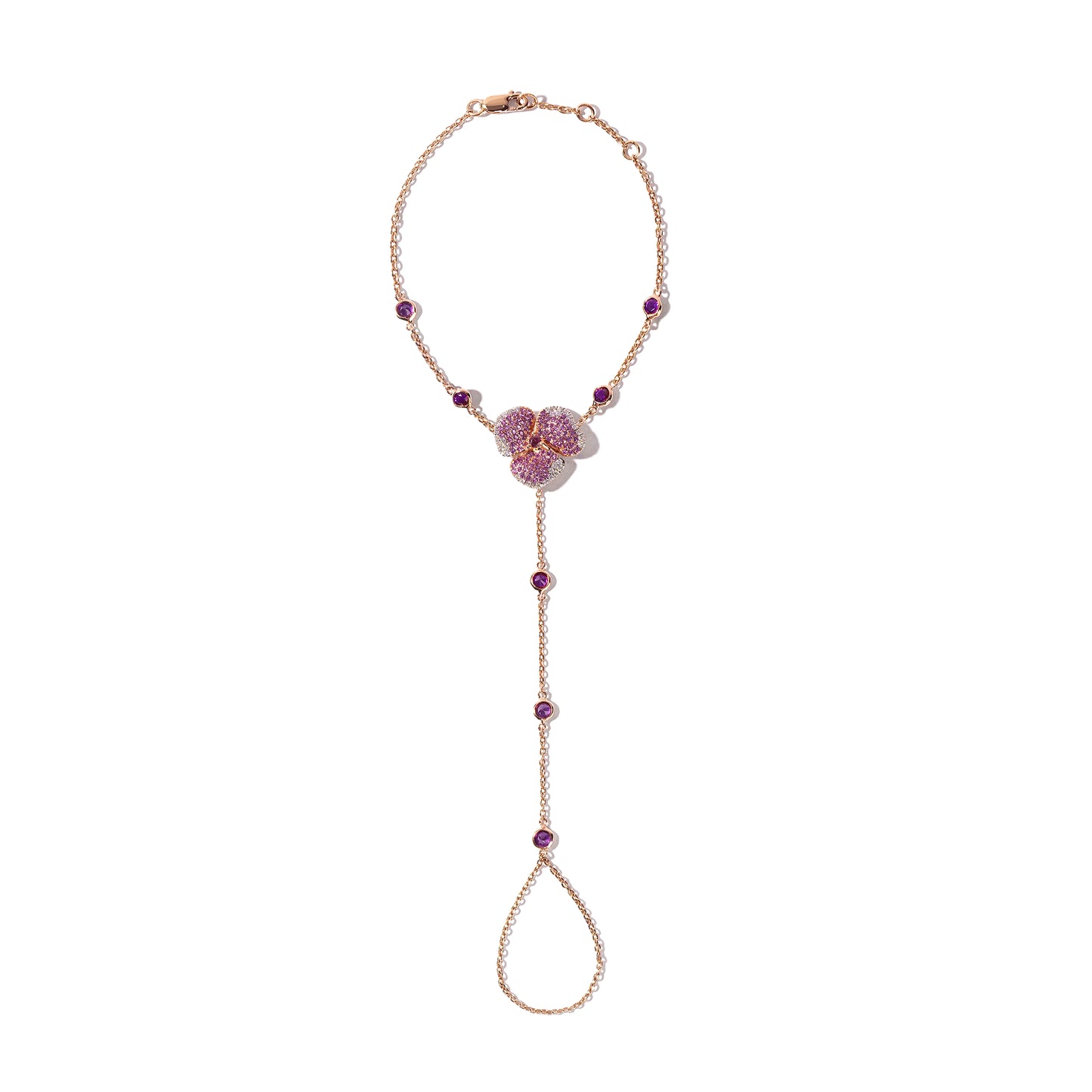 Bloom Small Pink Gold Hand Bracelet in White and Purple