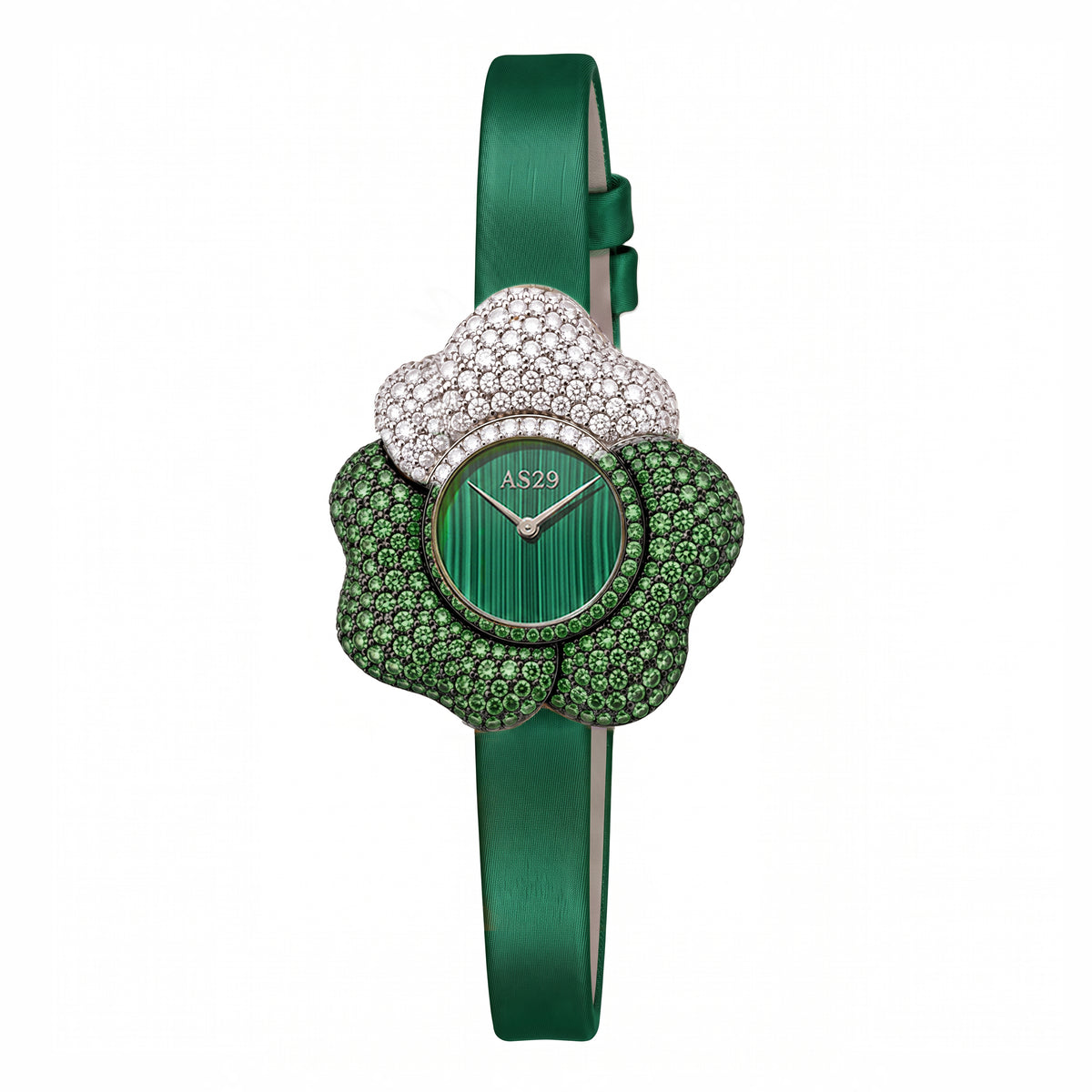 BLOOM White and Green WATCH with MALACHITE DIAL