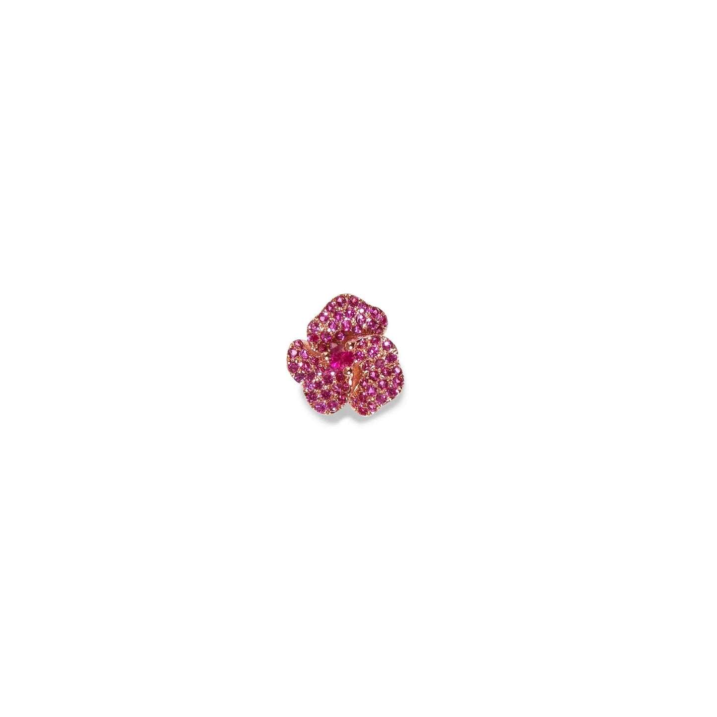 Bloom Mini Pink Gold Ear Cuff in Dark Pink and Red