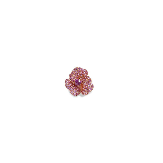 Bloom Mini Flower Ear Cuff in Amethyst and Dark Amethyst Center Stone RD 2.3mm. in 18K Pink Gold