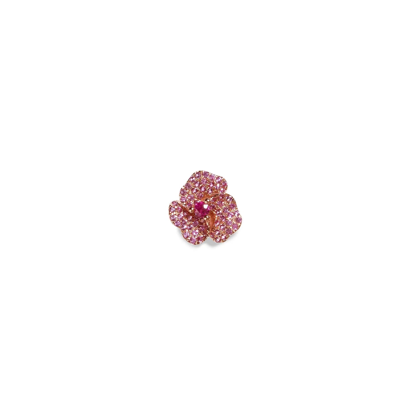 Bloom Mini Pink Gold Ear Cuff in Light Pink and Red
