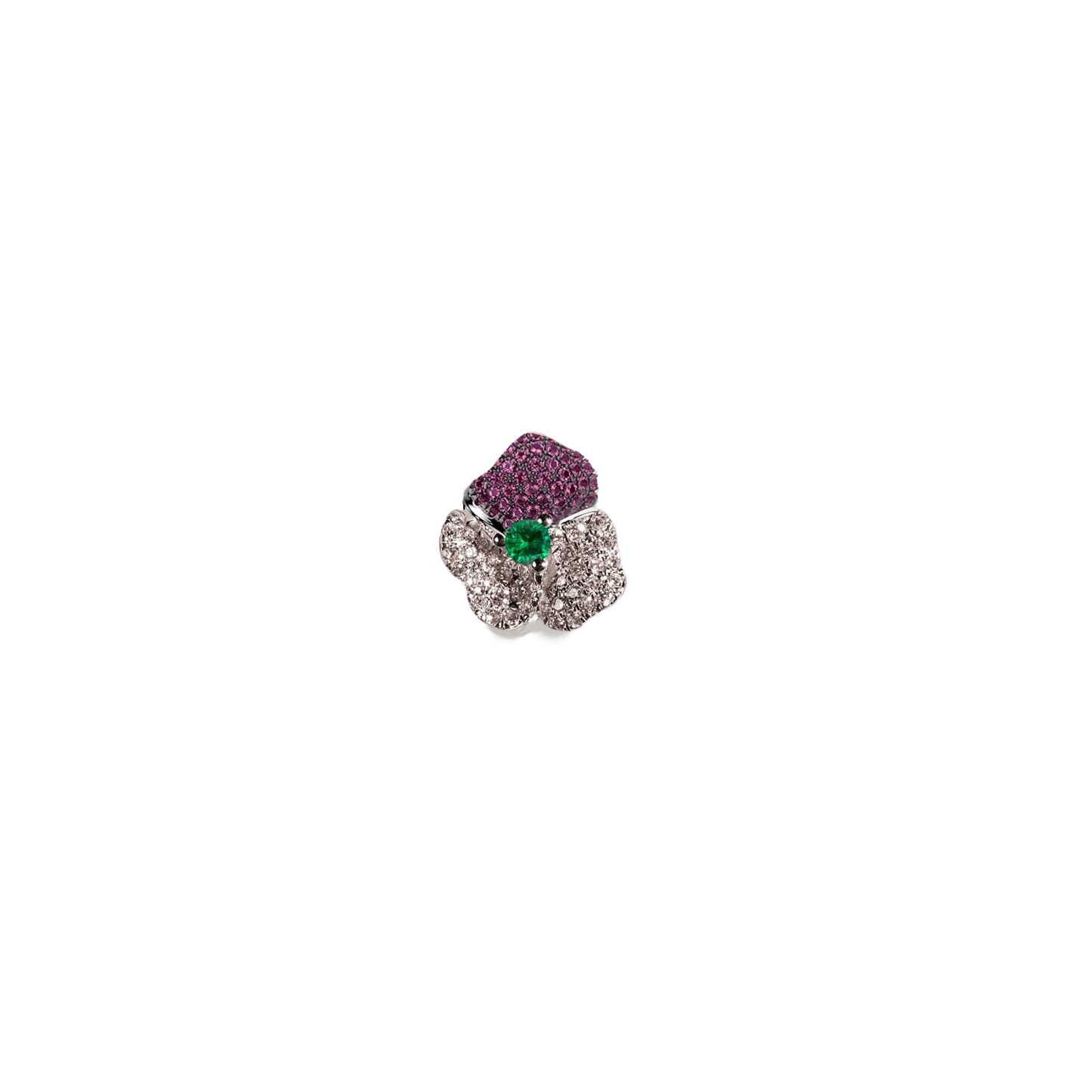 Bloom Mini White Gold Ear Cuff in White ,Dark pink Green