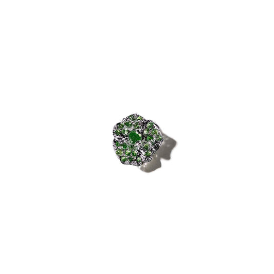 Bloom Petit White Gold Ear Cuff in Green