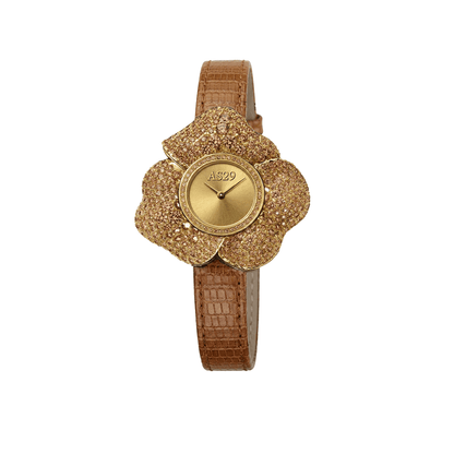 BLOOM Brown WATCH, YELLOW GOLD BRUSHED DIAL