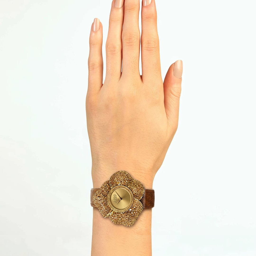 BLOOM Brown WATCH, YELLOW GOLD BRUSHED DIAL