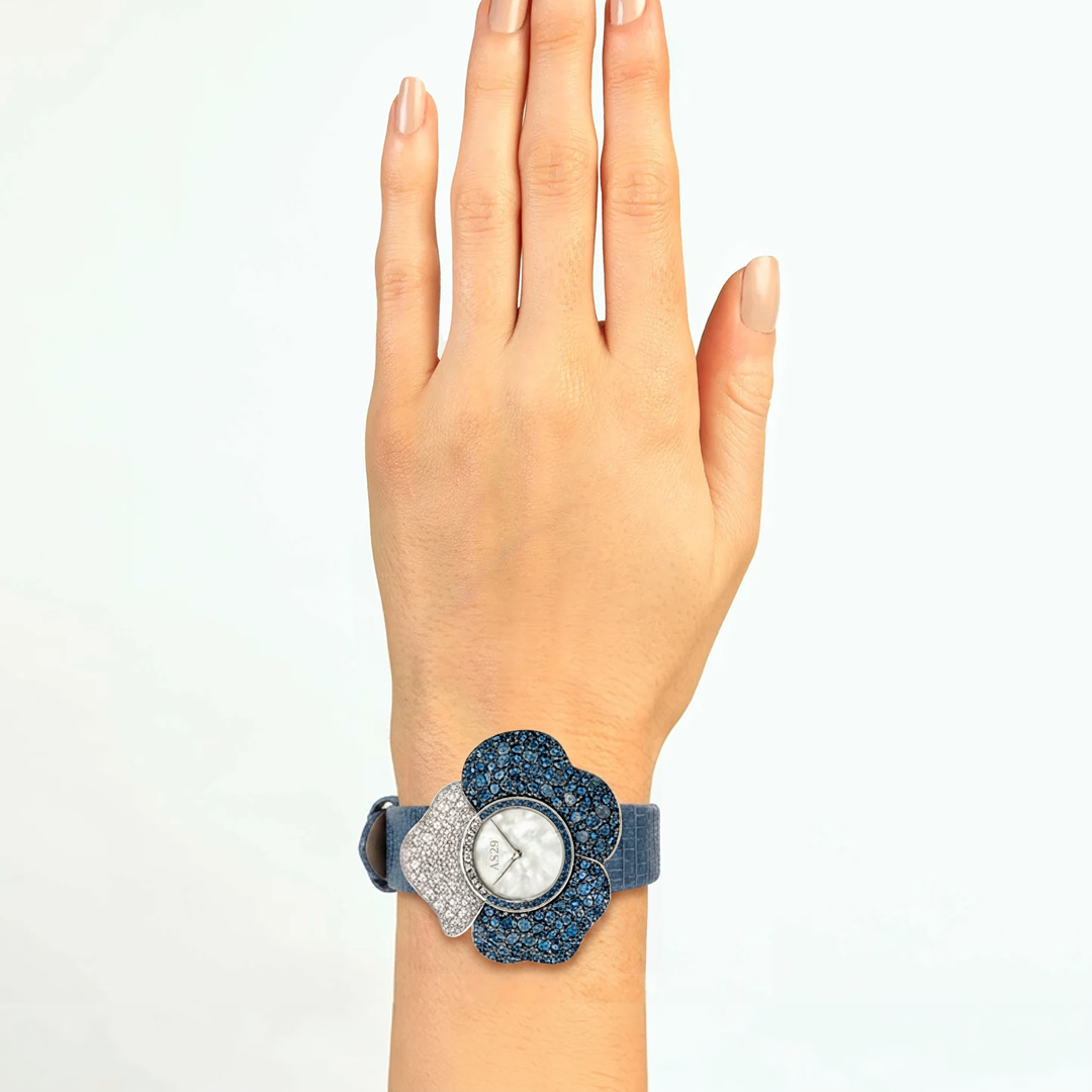 BLOOM White and Blue WATCH with MOTHER OF PEARL DIAL
