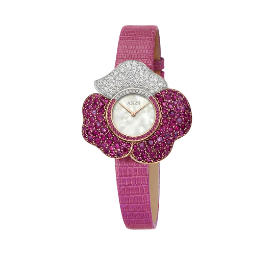 BLOOM White and Pink WATCH with PINK MOTHER OF PEARL DIAL
