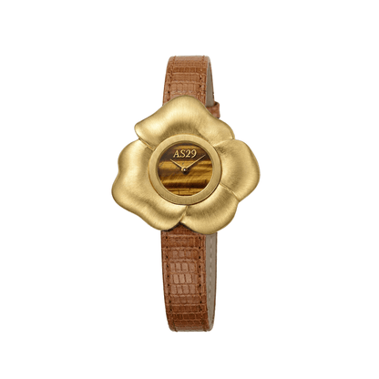 BLOOM Brushed Gold WATCH with TIGER EYE DIAL