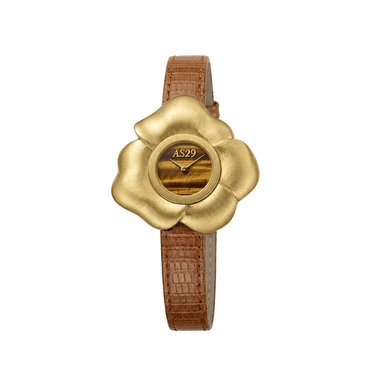 BLOOM Brushed Gold WATCH with TIGER EYE DIAL