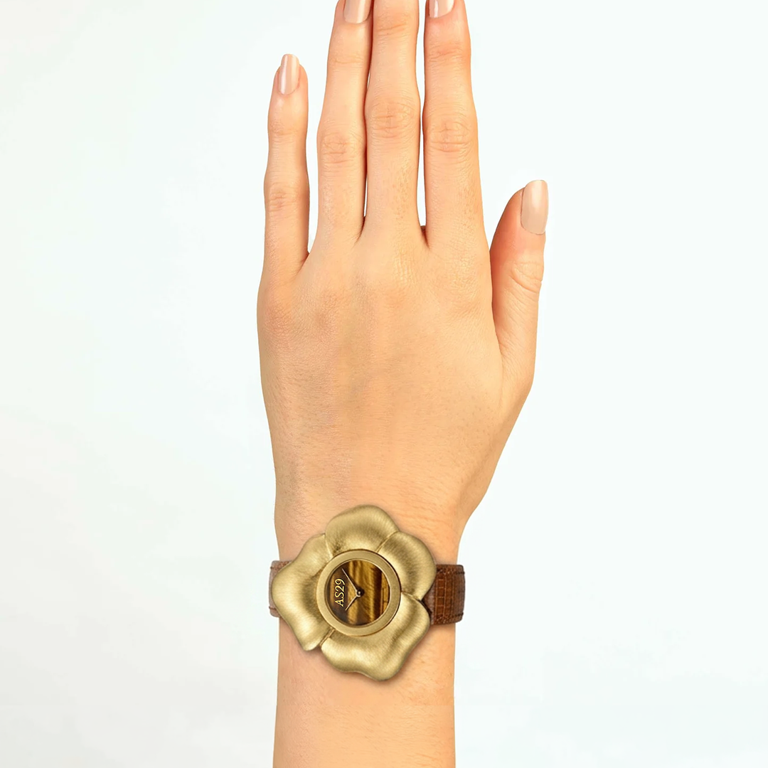 BLOOM Brushed Gold WATCH with TIGER EYE DIAL