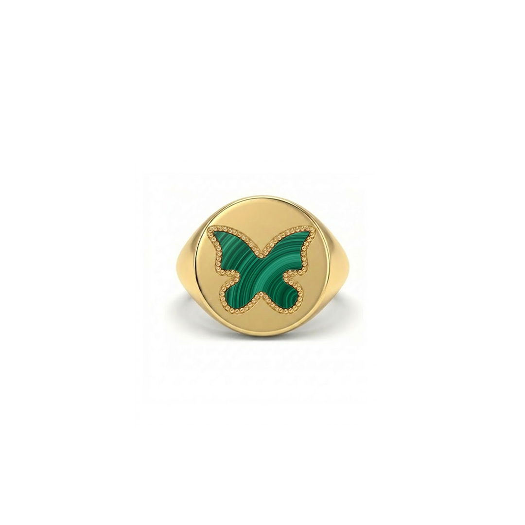 Butterfly Ring Malachite Signet
