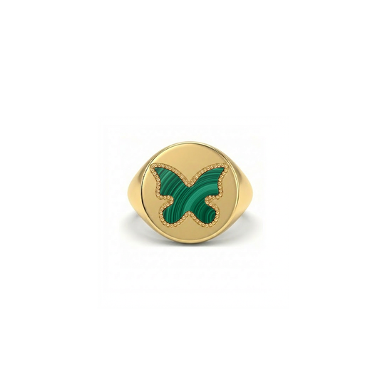 Butterfly Ring Malachite Signet