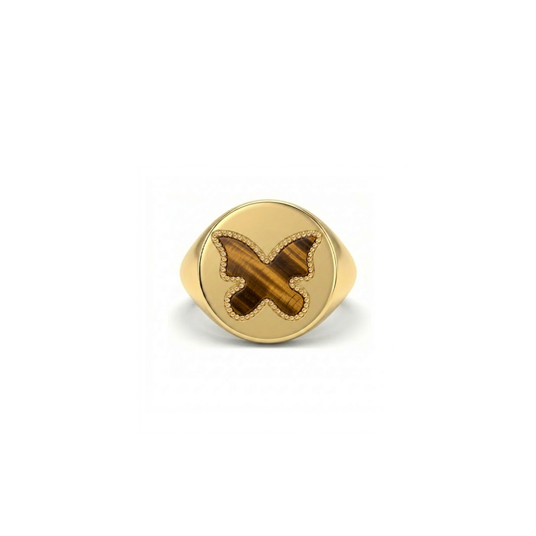 Butterfly Ring Tiger Eye Signet