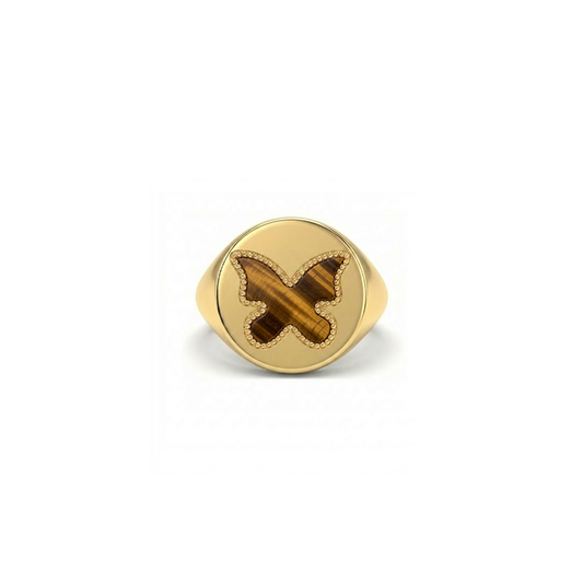 Butterfly Ring Tiger Eye Signet