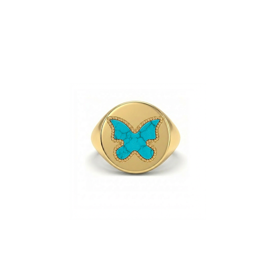 Butterfly Ring Turqouise Signet
