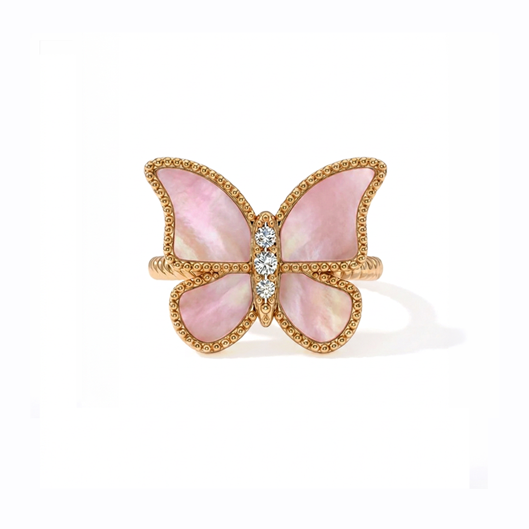 Butterfly Ring MOP Pink Large