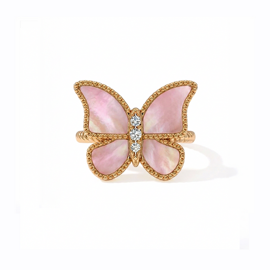 Butterfly Ring MOP Pink Large