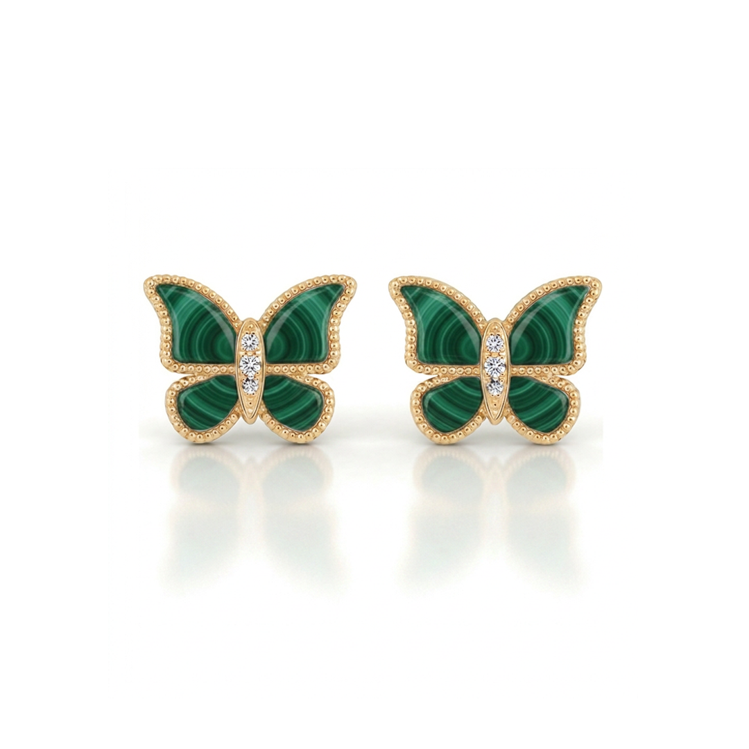 Butterfly Earrings Malachite Small