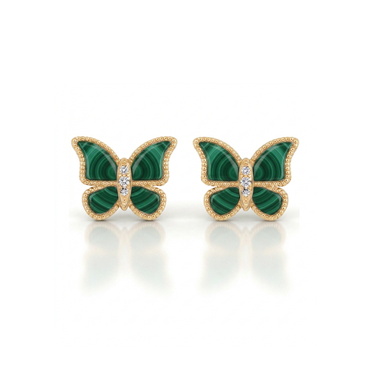Butterfly Earrings Malachite Small